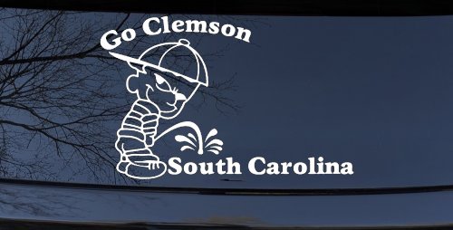 Go Clemson Pee on South Carolina Car or Truck Window Decal Sticker (White)