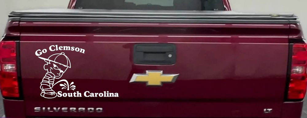 Go Clemson Pee on South Carolina Car or Truck Window Decal Sticker (White)
