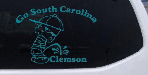 Go South Carolina Pee on Clemson Car or Truck Window Decal Sticker (Turquoise Blue)