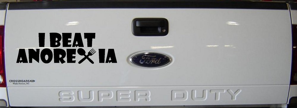I Beat Anorexia Funny Car or Truck Window Decal Sticker
