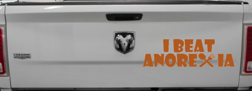I Beat Anorexia Funny Car or Truck Window Decal Sticker
