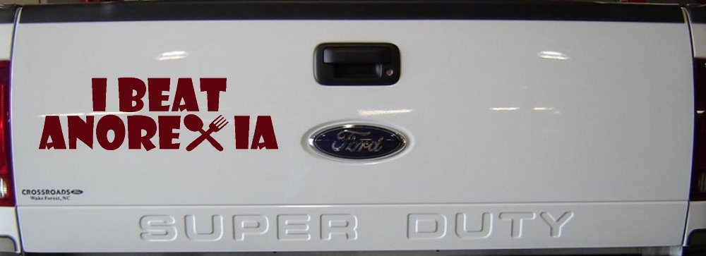 I Beat Anorexia Funny Car or Truck Window Decal Sticker