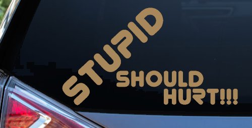 Stupid Should Hurt Funny Car or Truck Window Decal Sticker (Light Brown)
