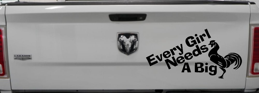 Every Girl Needs A Big Rooster Cock Funny Car or Truck Window Decal Sticker (Black)