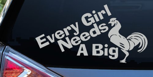 Every Girl Needs A Big Rooster Cock Funny Car or Truck Window Decal Sticker (Light Gray)