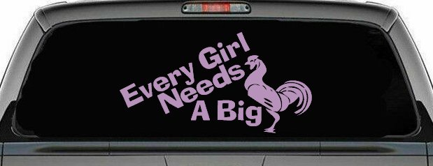 Every Girl Needs A Big Rooster Cock Funny Car or Truck Window Decal Sticker (Lilac)