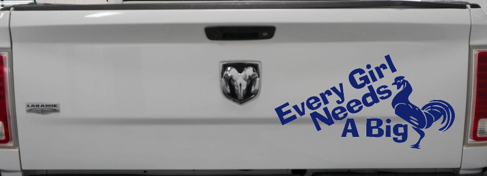 Funny Rooster Cock Vinyl Decal for Car Truck Window Every Girl Needs One (Navy)