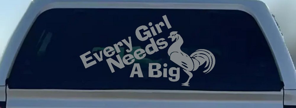 Every Girl Needs A Big Rooster Cock Funny Car or Truck Window Decal Sticker (Telegrey)