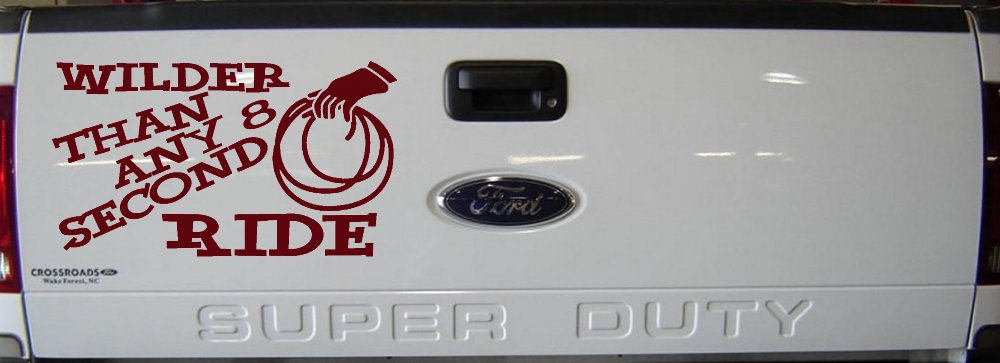 Rodeo Wilder Than Any 8 Second Ride Funny Western Ranch Car or Truck Window Decal Sticker (Purple Red)