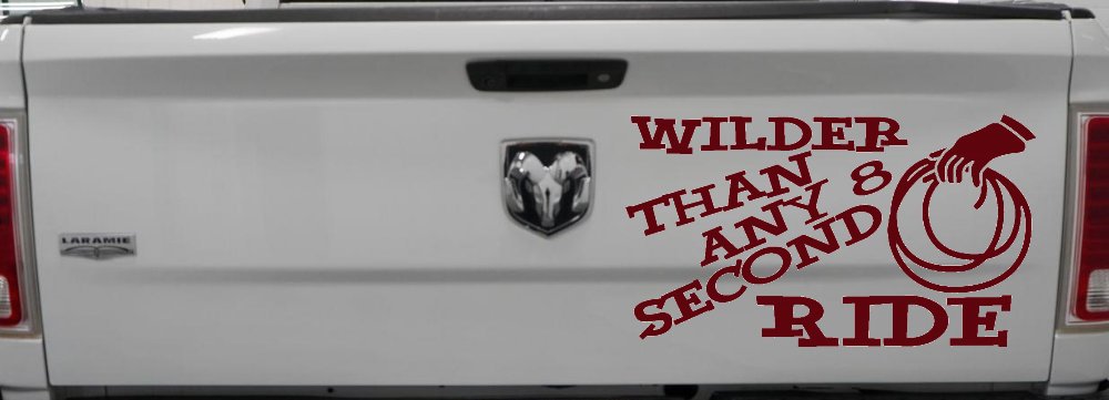 Rodeo Wilder Than Any 8 Second Ride Funny Western Ranch Car or Truck Window Decal Sticker (Purple Red)