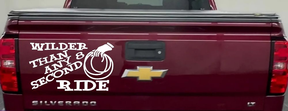 Rodeo Wilder Than Any 8 Second Ride Funny Western Ranch Car or Truck Window Decal Sticker (White)