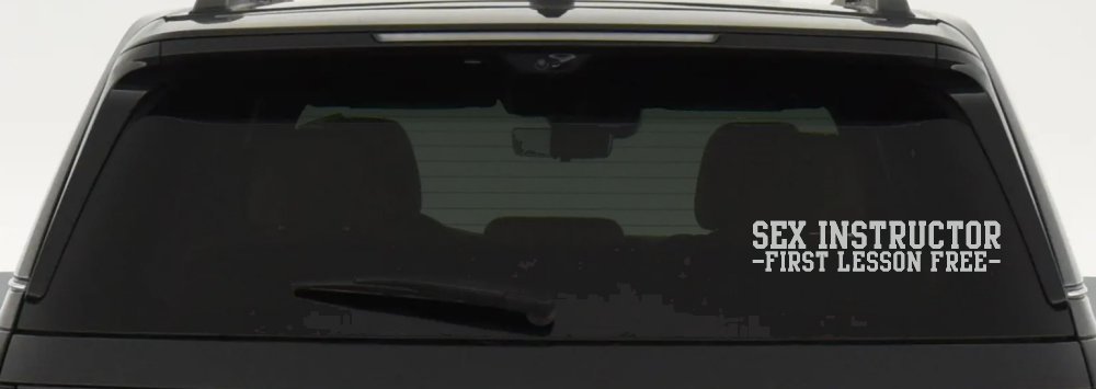 Sex Instructor Funny Car Decal - Free Lesson Truck Window Sticker (Light Gray)