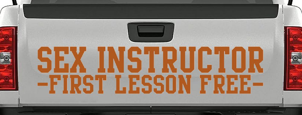 Sex Instructor Funny Car Decal - Free Lesson Truck Window Sticker (Nut Brown)
