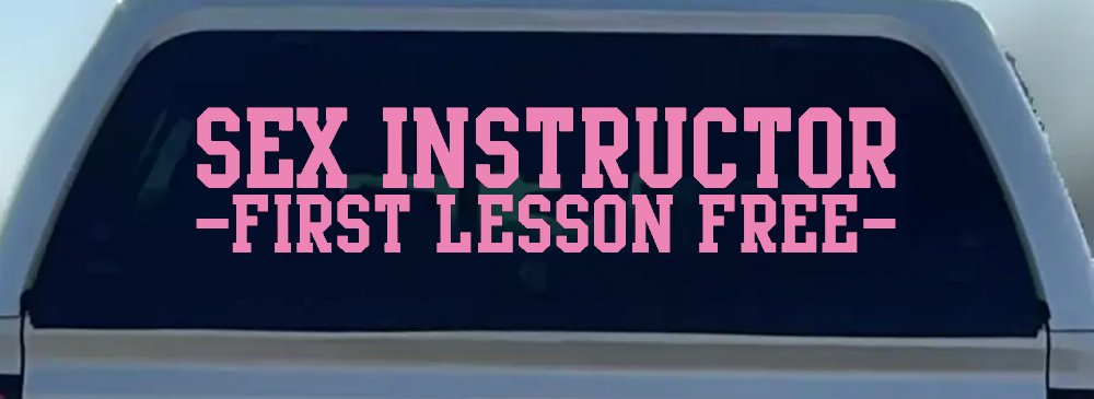 Sex Instructor First Lesson Free Funny Car or Truck Window Decal Sticker (Pink)