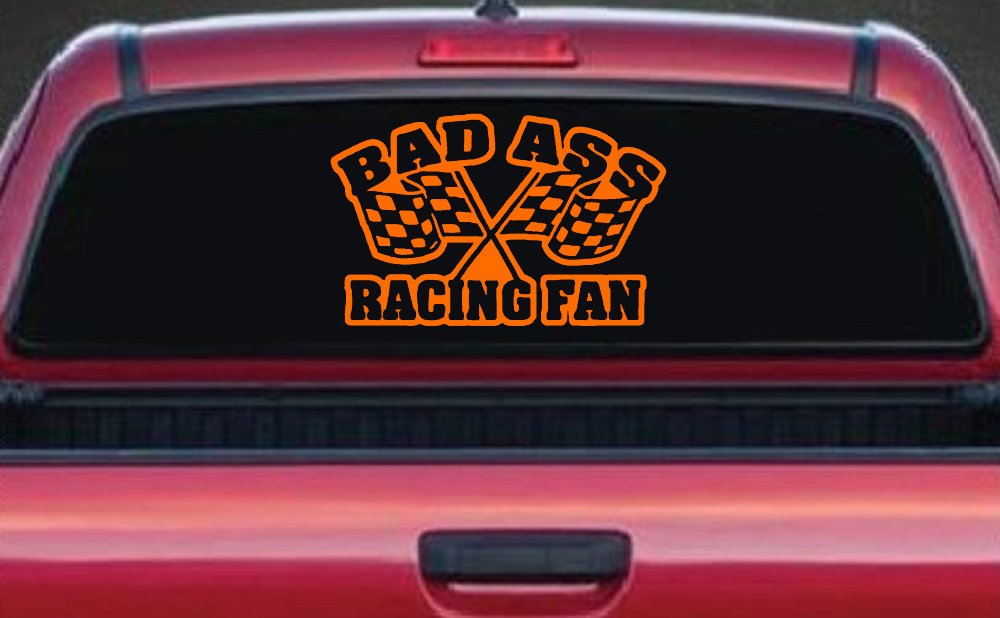 Bad Ass Racing Fan Car or Truck Window Decal Sticker (Orange)