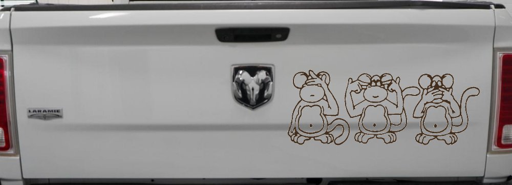 Speak See Hear No Evil Funny Car or Truck Window Decal Sticker (Brown)
