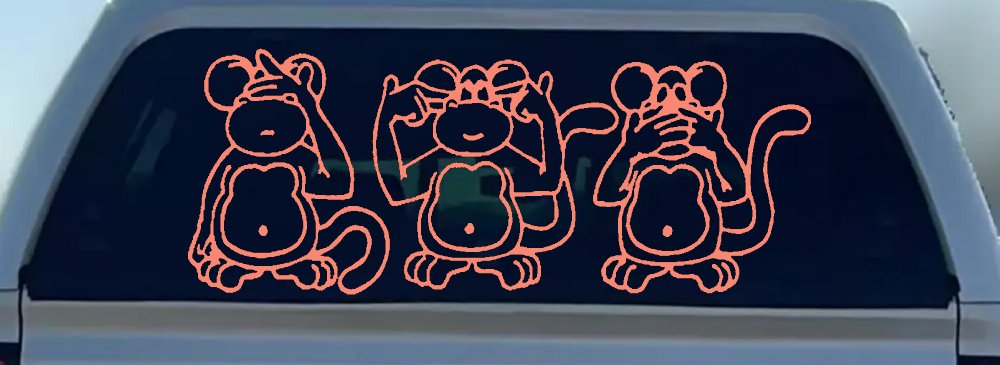 Speak See Hear No Evil Funny Car or Truck Window Decal Sticker
