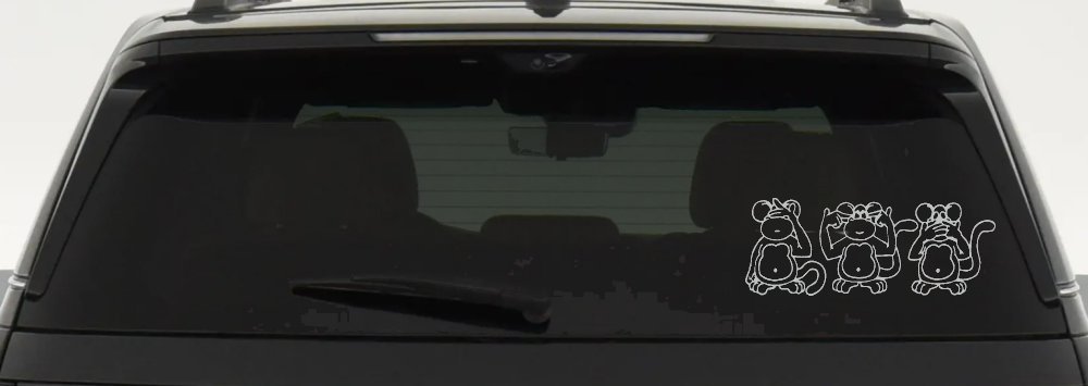 Speak See Hear No Evil Funny Car or Truck Window Decal Sticker (Light Gray)