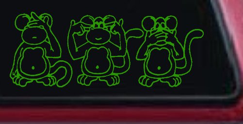 Speak See Hear No Evil Funny Car or Truck Window Decal Sticker