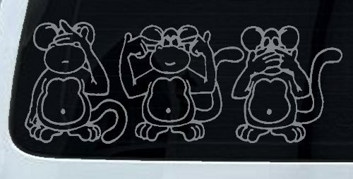 Speak See Hear No Evil Funny Car or Truck Window Decal Sticker