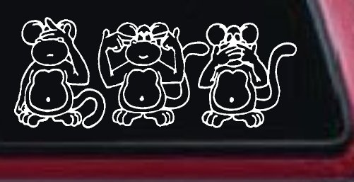 Speak See Hear No Evil Funny Car or Truck Window Decal Sticker