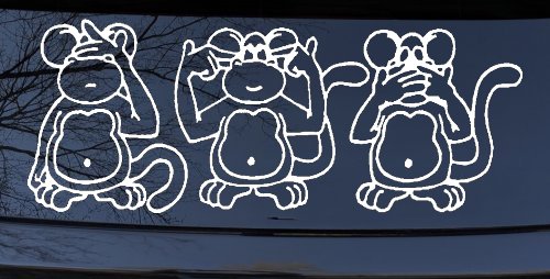 Speak See Hear No Evil Funny Car or Truck Window Decal Sticker
