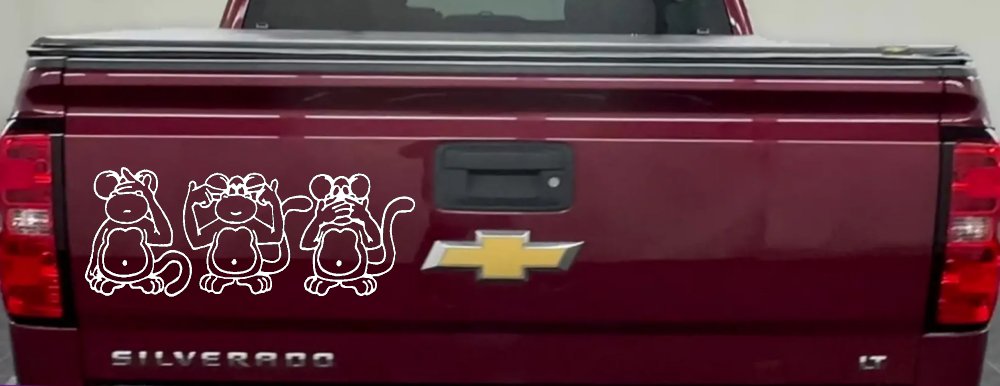 Speak See Hear No Evil Funny Car or Truck Window Decal Sticker