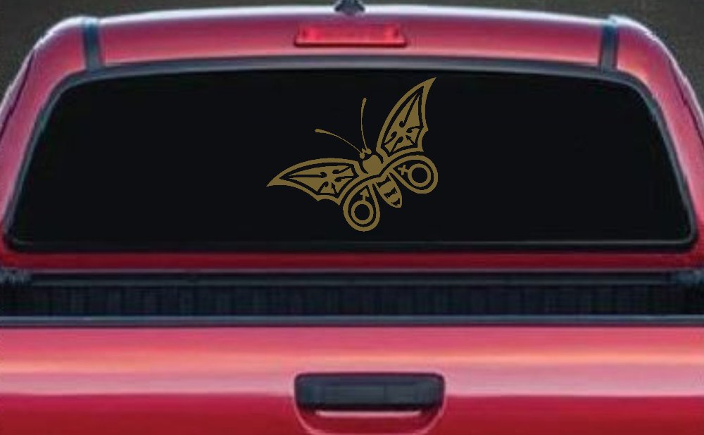 Tribal Butterfly Butterflies Car or Truck Window Decal Sticker (Gold)