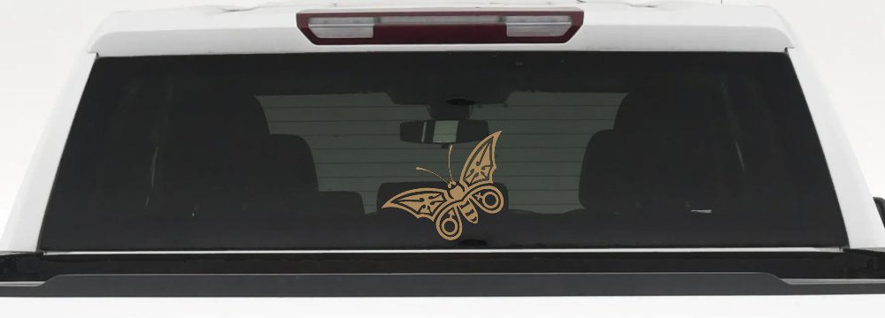 Tribal Butterfly Butterflies Car or Truck Window Vinyl Decal Sticker (Light Brown)