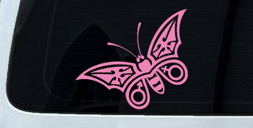 Tribal Butterfly Butterflies Car or Truck Window Decal Sticker (Pink)