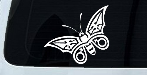 Tribal Butterfly Butterflies Car or Truck Window Decal Sticker (White)