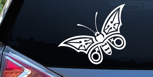 Tribal Butterfly Butterflies Car or Truck Window Decal Sticker (White)