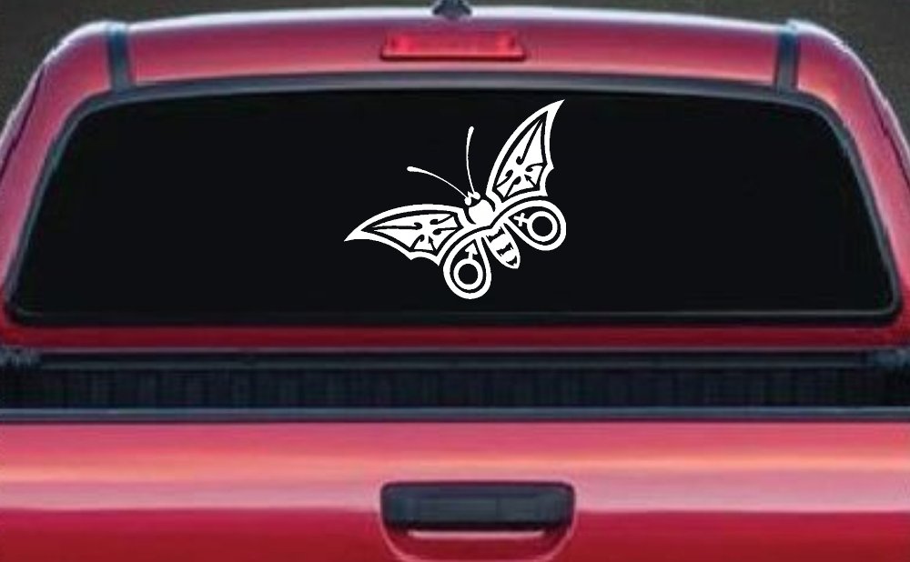 Tribal Butterfly Butterflies Car or Truck Window Decal Sticker (White)