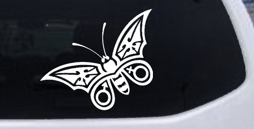 Tribal Butterfly Butterflies Car or Truck Window Decal Sticker (White)