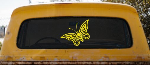 Tribal Butterfly Butterflies Car or Truck Window Decal Sticker (Yellow)