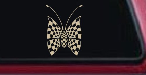 Race Flag Butterfly Butterflies Car or Truck Window Decal Sticker (Desert Sand)