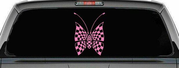 Race Flag Butterfly Butterflies Car or Truck Window Decal Sticker