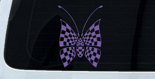 Race Flag Butterfly Butterflies Car or Truck Window Decal Sticker (Purple)