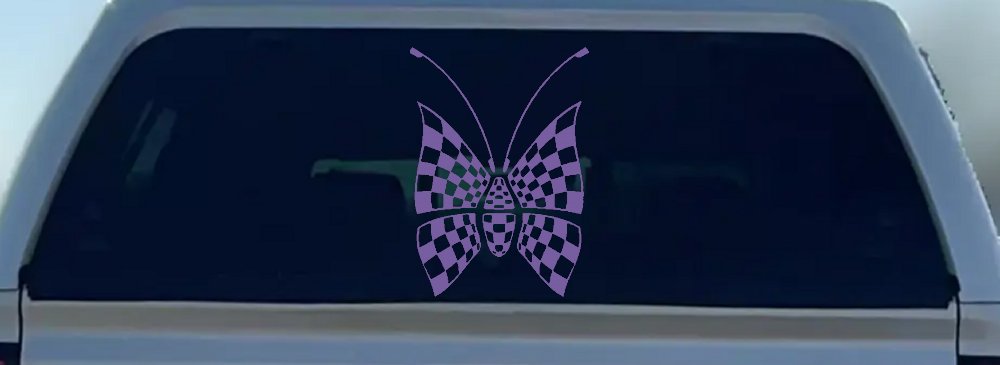 Race Flag Butterfly Butterflies Car or Truck Window Decal Sticker (Purple)