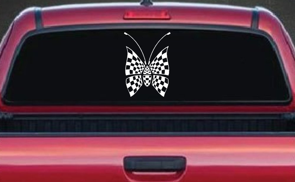 Race Flag Butterfly Butterflies Car or Truck Window Decal Sticker