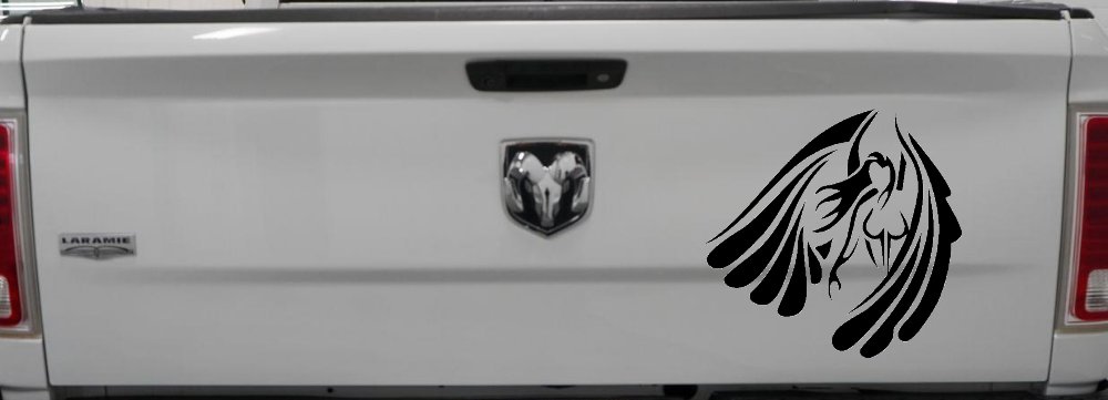 Tribal Angel Christian Biker Car or Truck Window Decal Sticker (Black)