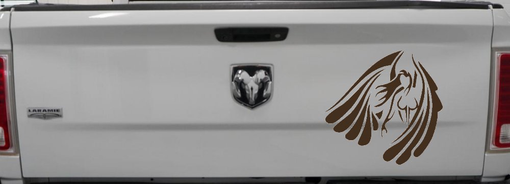 Tribal Angel Christian Biker Car or Truck Window Decal Sticker (Brown)