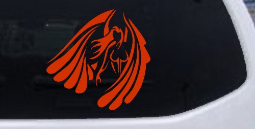 Tribal Angel Christian Biker Car or Truck Window Decal Sticker (Orange Red)