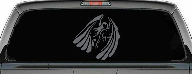 Tribal Angel Christian Biker Car or Truck Window Decal Sticker (Silver)
