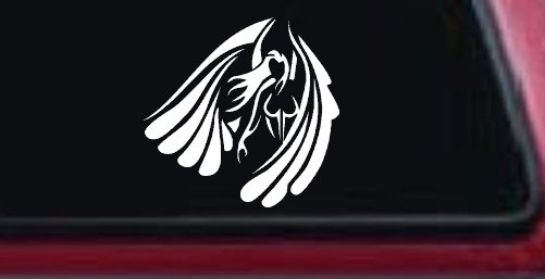Tribal Angel Christian Biker Car or Truck Window Decal Sticker (White)
