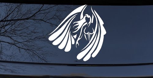 Tribal Angel Christian Biker Car or Truck Window Decal Sticker (White)