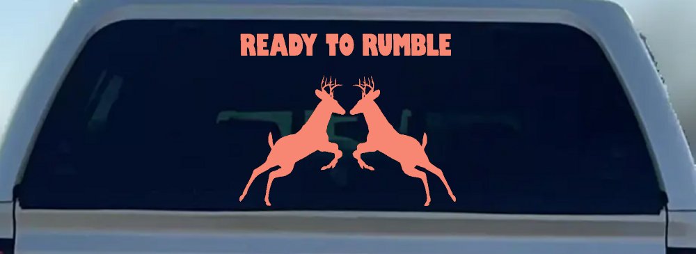 Bucks Fighting Hunting Car or Truck Window Decal Sticker (Coral)
