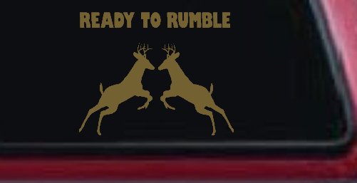 Bucks Fighting Hunting Car or Truck Window Decal Sticker (Gold)
