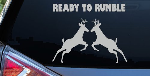 Bucks Fighting Hunting Car or Truck Window Decal Sticker (Light Gray)