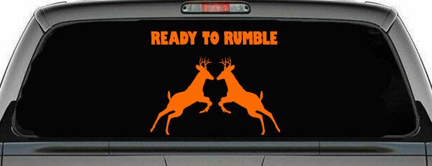 Bucks Fighting Hunting Car or Truck Window Decal Sticker (Orange)